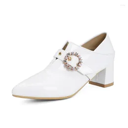 Dress Shoes Elegant Medium Heels Pumps Loafers Yellow White Black Women's Heeled Pointed Toe Party Office Wedding Large Size 50