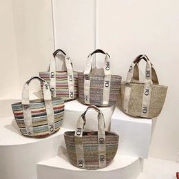 designer bag Woman Straw Bags Nylon shoulder bags Handbags Purses Rainbow Colour Crossbody Baguettes Lady Small Totes beach bag Shopping bag