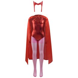 Halloween Scarlet Witch Cosplay Costume Children Girls Jumpsuit Cloak Suit Kids Carnival Party Cosplay Costume