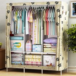 Simple Wardrobe Storage Cabinet Dustproof Folding Cabinets Furniture for Bedroom Portable Wardrobe Space Saving Cloth Cabinet