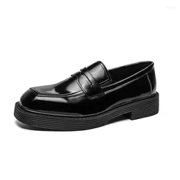 Casual Shoes Designer's Men's Shiny Leather Thick Sole Loafers Party Dress Business Free Delivery