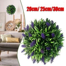 Decorative Flowers 20/25/30cm Simulation Green Plant Ball Lavender Flower Garden Wedding Home Wall Decoration Pendant