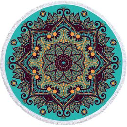 Mandala Geometric Round Beach Towel Tassels Bohemia Microfiber Bath Shower For Kids Adults Picnic Yoga Mat Bikini Cover Up