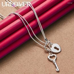 Pendants URLOVER 925 Sterling Silver Necklace For Woman Key Pendant Chain Necklaces Lady Party Wedding Christmas Birthday Fashion Jewellery