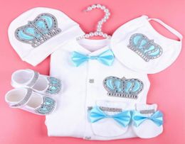 boy baby jumpsuit cotton newborn baby clothes boy 03 month rhinestone crown jurken white Colour jurkje Pyjamas set for boys5864326