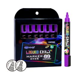 2024 New 8Pcs Liquid Chalks Pen Marker Pen for Whiteboard Dry-Erase Chalks Marker Pen Wipeable for Blackboards Chalkboard Window