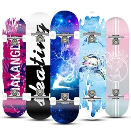 Skateboarders 80cm31 Beginner Adult Kids Maple Complete Skate board Cool Double Rocker Skateboard High Speed Drift 240327