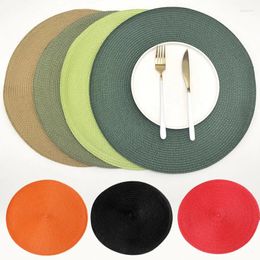Table Mats 1pc 38cm Round Woven Mat Placemats Anti Slip Dining Non-Slip Tableware Bowl Pads Kitchen Drink Cup Coasters