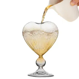 Wine Glasses Heart Shaped Glass Cup Clear Cocktail Mugs 210ml Creative Romantic Drinking Mug Supplies Stable Lightweight