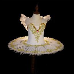 Professional Ballet Tutu Girl White Swan Lake Dance Costume Child Performance Ballerinas Pancake Tutu Kids Ballet Dress Girls 240411