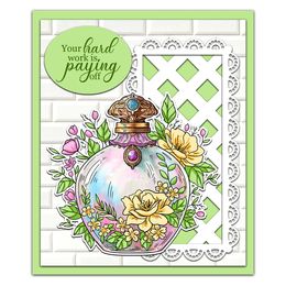 Mangocraft Vintage Bottle With Floral Metal Cutting Dies Clear Stamps Stencils HOT Foil Plate DIY Scrapbooking For Cards Album