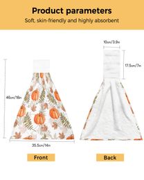 Autumn Thanksgiving Pumpkins Leaves Hand Towel for Kitchen Absorbent Dish Cleaning Cloth Microfiber Bathroom Hanging Towel