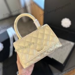 Luxury Brand Top Co Handle Totes Shimmer Iridescent Caviar Letaher Handbags Black White Beige Silver Gold Chain Crossbody Multi Pichette Designer Handbags 19CM