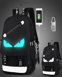 children school bags boy girls Anime Luminous school backpack waterproof kids book bag USB Charging Port and Lock School Bag Y19065035696