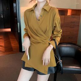 Women's Blouses 2024 Spring And Autumn Collection Waist Shirt Women Mid Length Beautiful Sexy Korean Fashion Small Square Neck