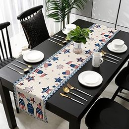 July 4th Independence Day Star Bottle Table Runners for Dinning Table Decor Linen Table Runner Holiday Party Decoration