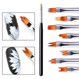Nail Art Liner Brush Set 8Pcs 3D Line Stripes DIY Drawing Pen Acrylic Manicure UV Gel Polish Liquid Powder Carving Gel Brush