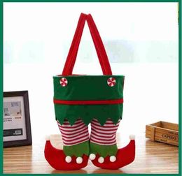 New Christmas Santa Elf Spirit Pants Stocking Handbags Treat Pocket Candy Bottle Gifts Bags Present9077240