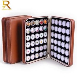 Jewellery Boxes Loose Gem Display Box Bead Organiser Container Circular Gem Box PU Leather Diamond Display Storage Box