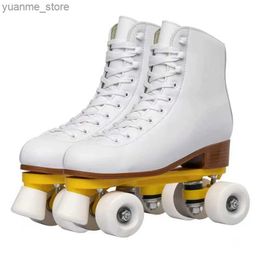 Inline Roller Skates Artificial Leather Roller Skates for Men and Women Skating Shoes Double Line PU 4 Wheels High Quality Spring Y240410