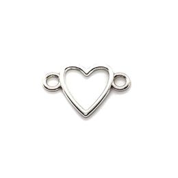 100pcs lot Antique Silver Plated Heart Link Connectors Charms Pendants for Jewellery Making DIY Handmade Craft 16x24mm255I