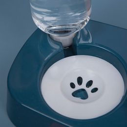 Pet Dog Bowl Automatic Water Feeder Cat Food Bowl with Water Fountain Bowl Drinking Raised Stand Dish Bowls 2 in 1 Cat Food Bowl