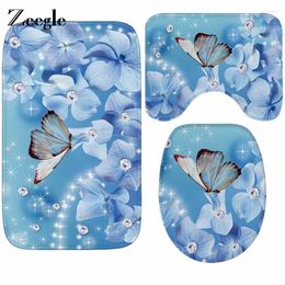 Bath Mats Zeegle Mat Bathroom Carpet Butterfly Toilet Floor Set Rugs Shower Room Foot Pads