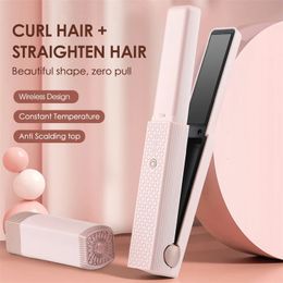 Hair Straightener Cordless Usb Hair Straightener Mini Ceramics Hair Curler 3 Constant Temperature Portable Flat Iron for Travel 240401