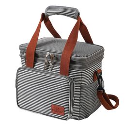 Cool Insulated Lunch Carrier Bag Striped and Floral Lunch Cooler Bag Lightweight Lunch Tote Bag Suit for Work Travel