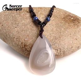 Pendant Necklaces Real Natural Stone Polished Agate Geode Quartz Crystal Cluster Treasure Bowl Specimen Necklace For Jewellery Making BC699