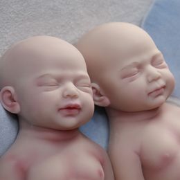 COSDOLL Twins Full Silicone Baby Dolls 18.1 in Eyes Closed Girl and Boy Realistic Soft Silicone Newborn Handmade Baby Dolls New