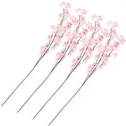 Decorative Flowers 4pcs Realistic Artificial Oriental Cherry Branches Faux Fake