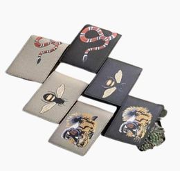 Men Animal Short Wallet Leather Black Snake Tiger Bee Wallets Women Long Style Luxury Purse Wallet Card Holders6733892