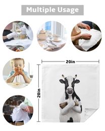 Animal Cow Farm Table Napkin Set Wedding Banquet Table Cloth Soft Tea Towels Dinner Table Handkerchief