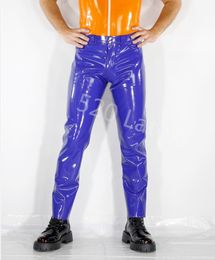 Handmade Men's Latex Leggings Men's Latex Blue Jean Rubber Pants With Pocket Custom Colour