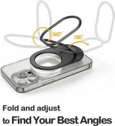 Magnetic Cell Phone Stand for MagSafe, Adjustable Kickstand for iPhone 14 13 12 MagSaf Accessories Phone Ring Holder for Desk