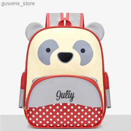 Backpacks Embroidery Name Creative Cute Cartoon Animal Kindergarten Backpack Male and Female Childrens Lightweight Multicolor Small Bag Y240411