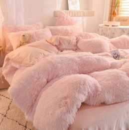 Psh Duvet Cover Set 4 Pieces King Queen Size Ultra Soft Bedding Set Faux Fur Design Comforter Home Bed Textiles7484460