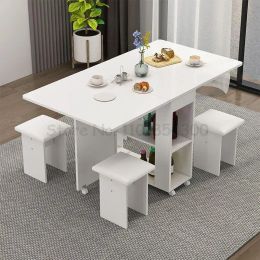 Multi-functional Small Folding Table Small Household Simple Table and Chair Rectangular Movable Folding Dining Table