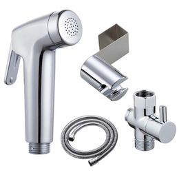 Bathroom Bidet Shower Sprayer Toilet Hand Bidet Faucet Brass T-adapter 1.2m Hose Tank Hooked Holder