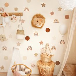 Boho Rainbow Wall Decals Polka Dot Boho Star Nursery Wall Stickers Baby's Room Waterproof Bedroom Kids Home Decor