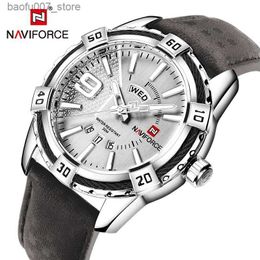 Wristwatches NAVIFORCE Mens Luxury Brand Military Sports Luminous Day and Date Display Leather Waterproof Mens Quartz Watch