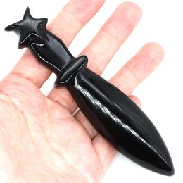 12cm Dagger Natural Stone Hand Carved Knife Crafts Healing Crystal Quartz Home Decor Magic Talisman Sword Witch Supplies Gifts