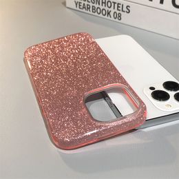 Glitter Bling Gradient Hard PC Thicken Case For iPhone 11 12 13 14 15 Pro Max Mini 7 8 Plus X XR XS SE Shockproof Bumper Cover