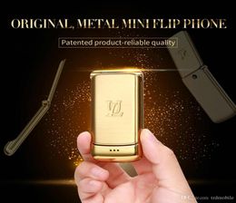 Unlocked V9 Mini Flip Mobile Phone 154 inch Small Feature Phones Wireless Bluetooth Dialer FM MP3 Metal Case Cellphone GSM Global6872301