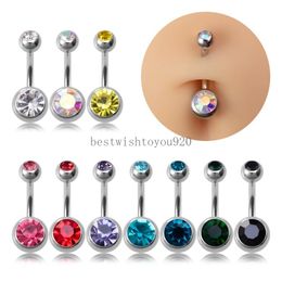 CZ Crystal Belly Button Rings Navel Piercing Stud Colourful Ball Stainless Steel Barbell Sexy Ombligo Bar Women Body Jewellery