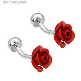 Cuff Links HYX Luxury Fashion cufflinks for mens Brand cuff buttons cuff links High Quality red rose abotoaduras Jewelry Y240411