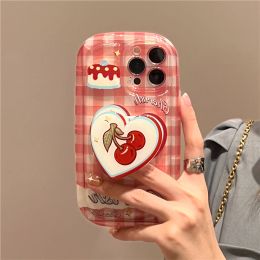 Cherish Cupcakes Grip Holder Phone Case For Samsung S21 Ultra S22 S23 Plus A54 A34 A14 A04 A23 A13 A03 Soft Cover