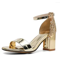 Dress Shoes Luxury Summer Sandals Ladies Fashion Elegant Gold Silver Red Heels Wedding Party For Women Ankle Straps