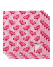 Valentine'S Day Love Pink Dot Table Napkin Set Wedding Banquet Table Cloth Soft Tea Towels Dinner Table Handkerchief